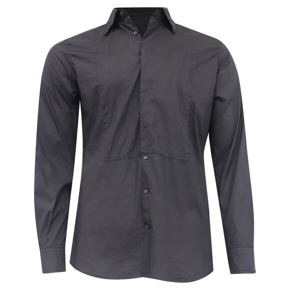 Dolce & Gabbana Button-Down Tuxedo Shirt in Black Cotton